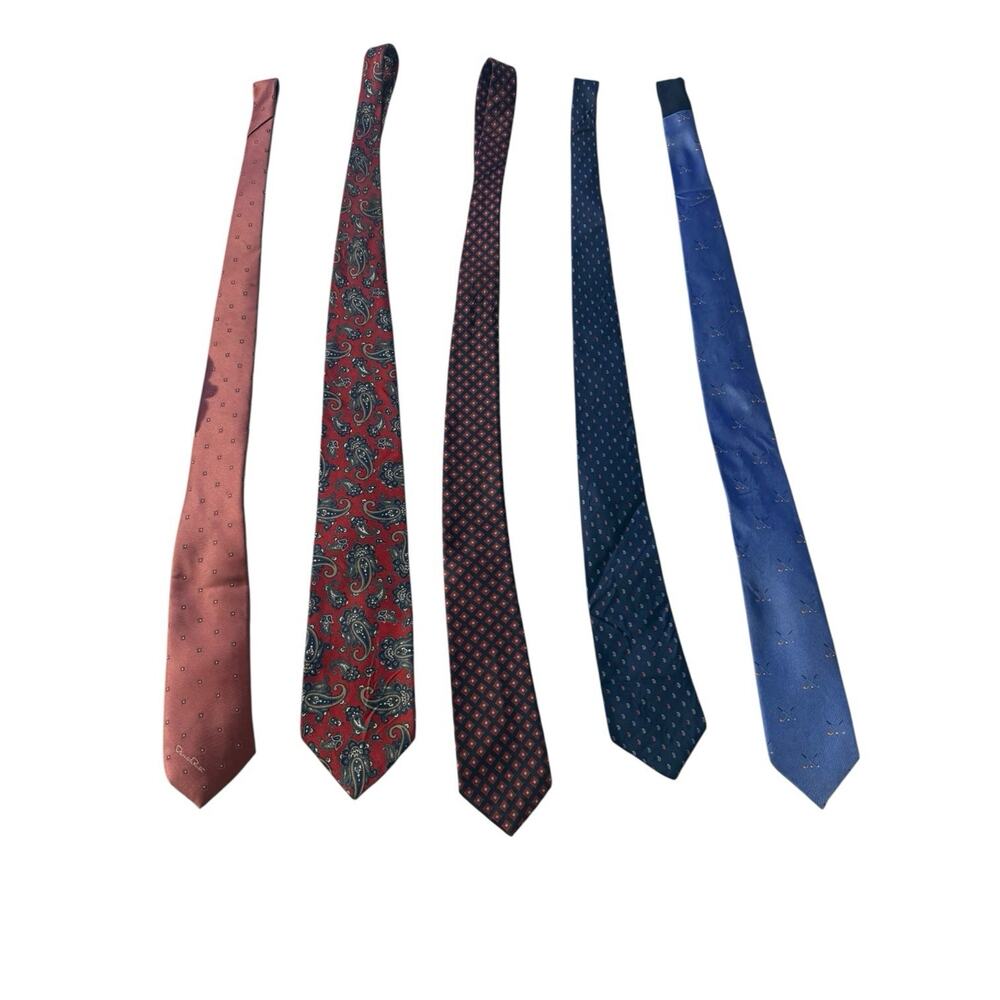 Designer Tie Lot Oscar De La Renta Wembley Hardy Amies Chaps King's Lynn Silk - Picture 1 of 4